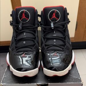 Jordan Men’s Black and Red High-Top Sneakers